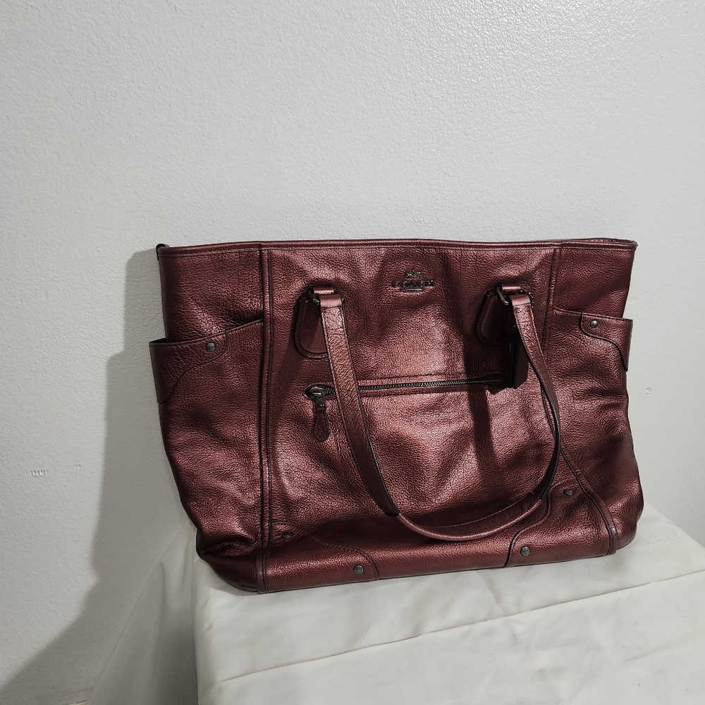 Large Coach Burgundy Leather Tote Bag